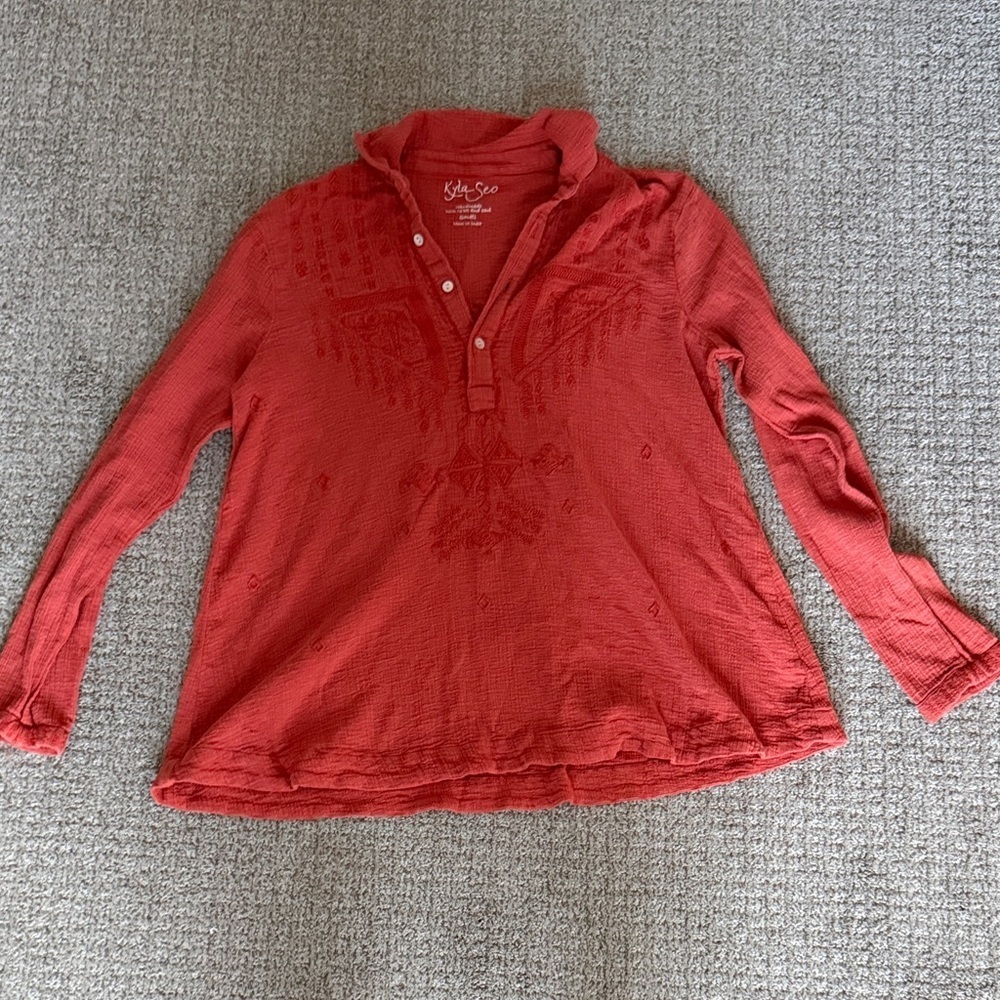 Kyla Seo Red Textured Blouse